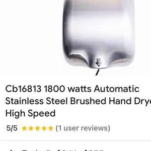 1800 watt commercial hand dryer’s. Beautiful chrome units with or without cord.